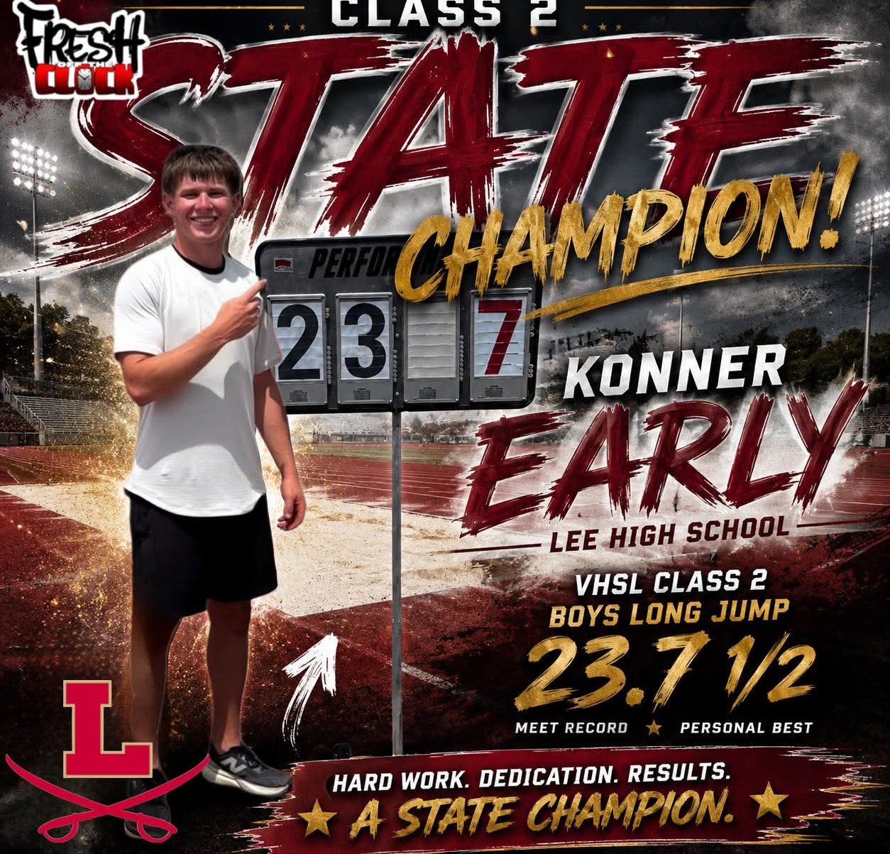 Konner Early Wins State Track Long Jump with Record Jump